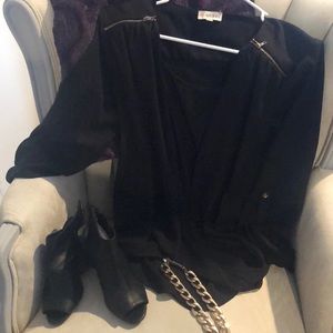 Black Blouse with Gold Accents